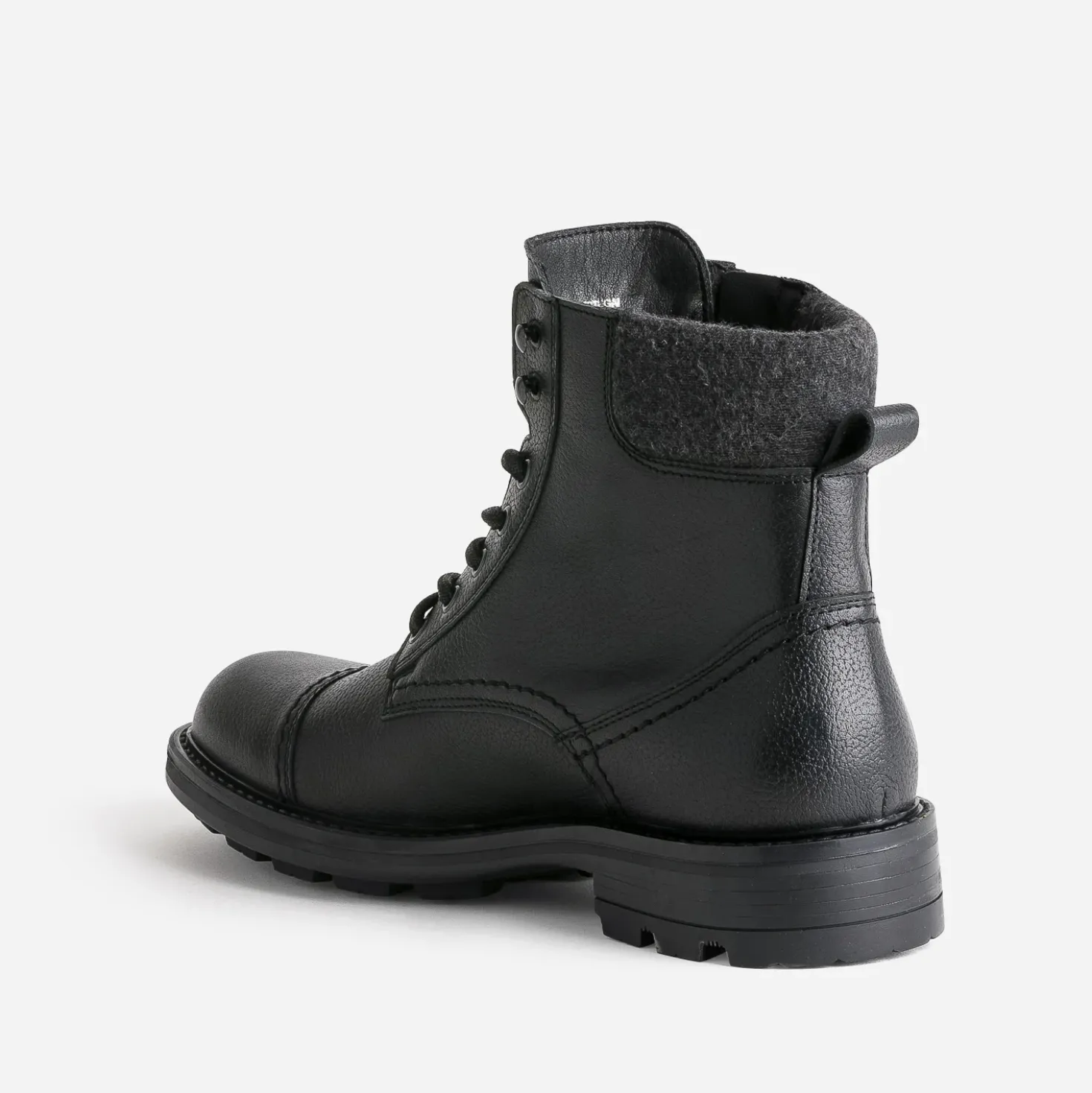 Boots à lacet noir en cuir