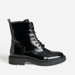 Boots à lacet noir verni