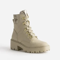 Boots à lacet TEXTO beige à col métallisé