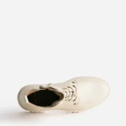 Boots à lacet TEXTO écru cuir à semelle crantée