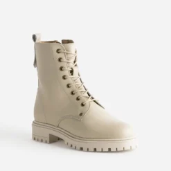 Boots à lacet TEXTO écru cuir à semelle crantée