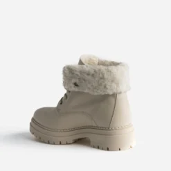 Boots à lacet TEXTO écru en cuir éco-conçu