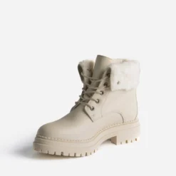 Boots à lacet TEXTO écru en cuir éco-conçu
