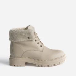 Boots à lacet TEXTO écru en cuir éco-conçu