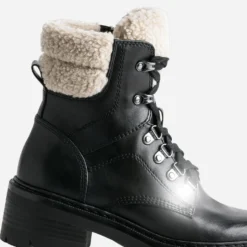 Boots à lacet TEXTO noir à col fourré