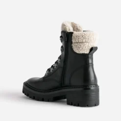 Boots à lacet TEXTO noir à col fourré
