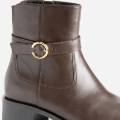 Boots marron cuir avec boucle