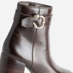 Boots marron cuir boucle métal forme serpent