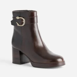 Boots marron cuir boucle métal forme serpent
