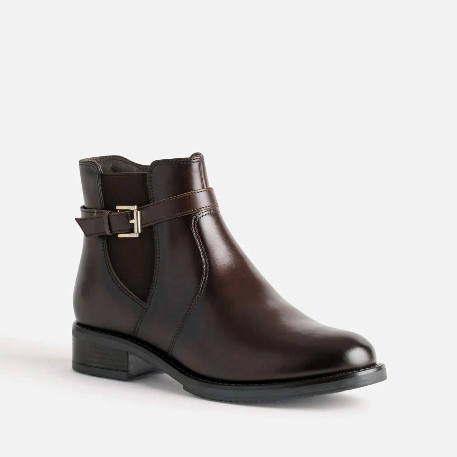 Boots marron cuir bride cheville