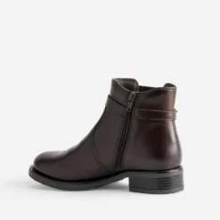 Boots marron cuir bride cheville