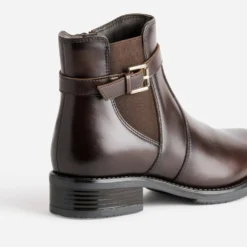 Boots marron cuir bride cheville