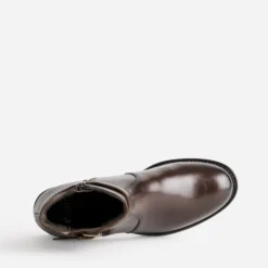 Boots marron cuir bride cheville