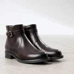 Boots marron cuir bride cheville