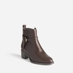 Boots marron cuir bride fantaisie