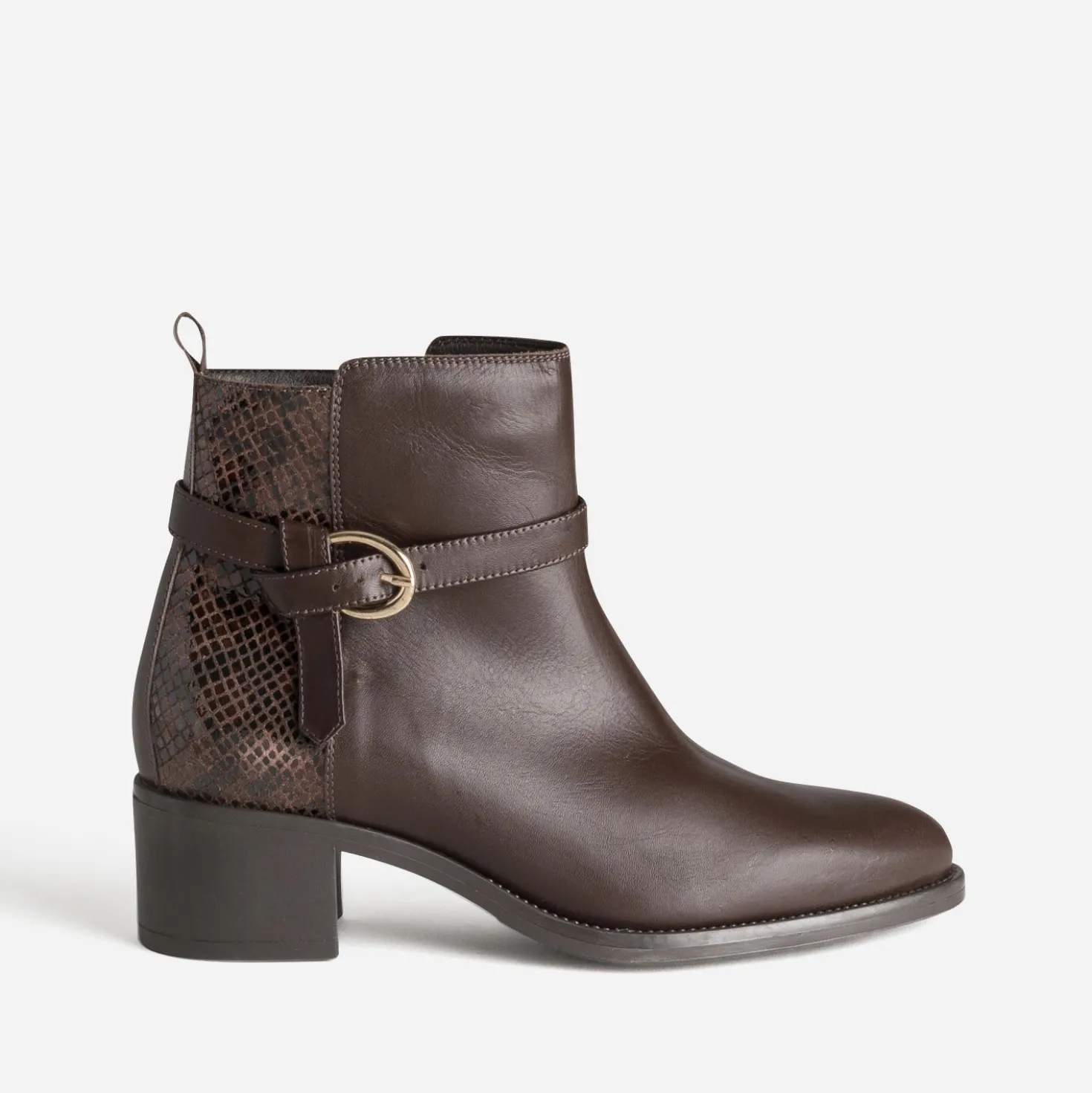 Boots marron cuir bride fantaisie
