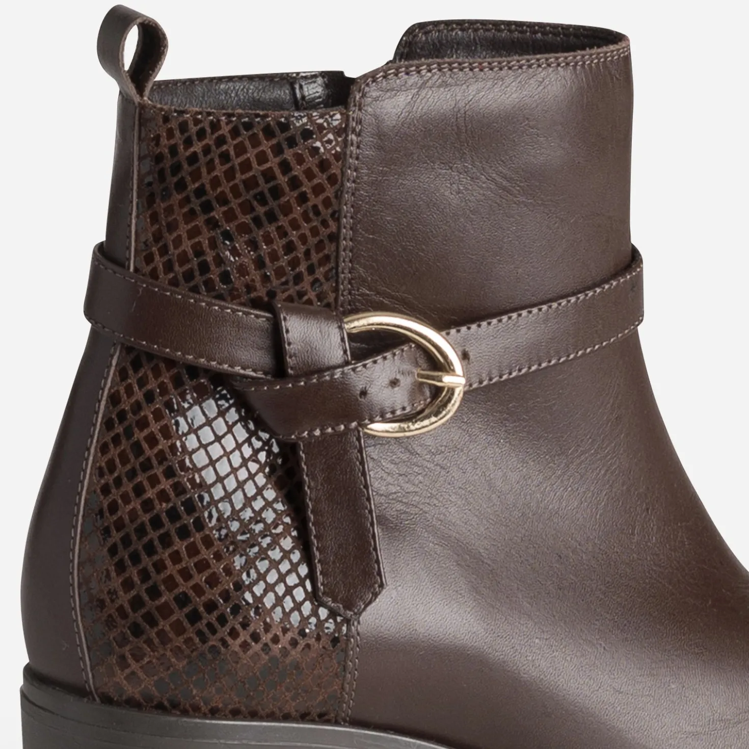Boots marron cuir bride fantaisie