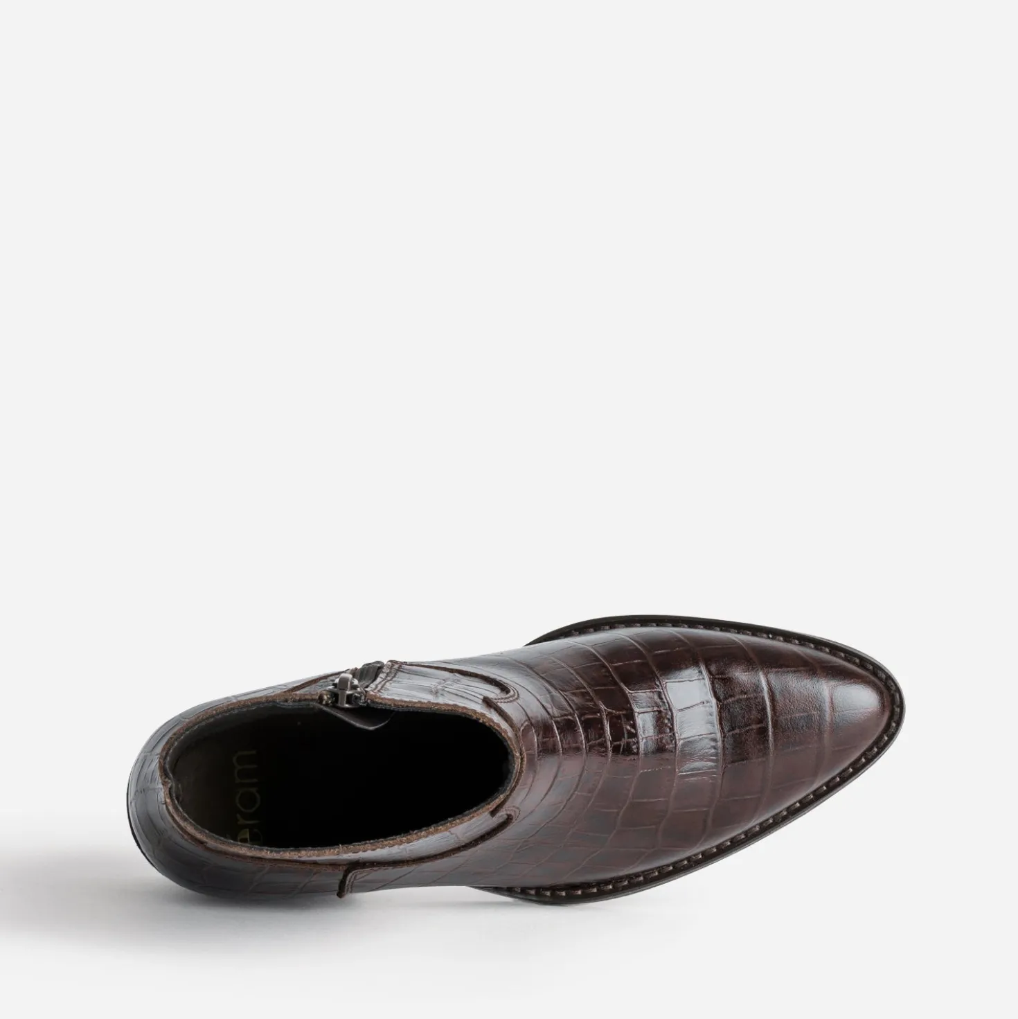 Boots marron cuir embossé effet croco