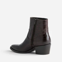 Boots marron cuir embossé effet croco