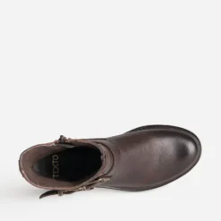 Boots marron cuir esprit motard