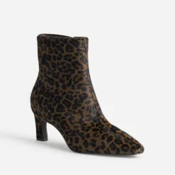 Boots marron cuir motif léopard