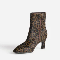 Boots marron cuir motif léopard