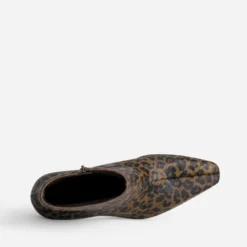 Boots marron cuir motif léopard