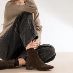 Boots marron cuir velours