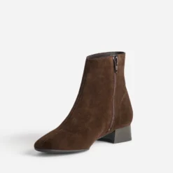Boots marron cuir velours