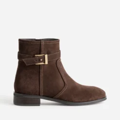 Boots marron cuir velours bride