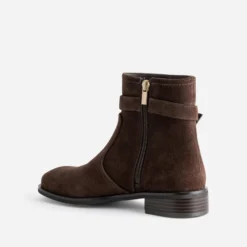 Boots marron cuir velours bride