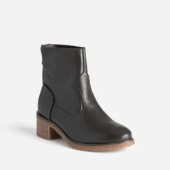 Boots marron cuir zip arrière