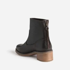 Boots marron cuir zip arrière