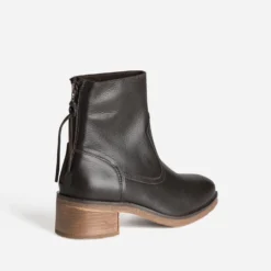 Boots marron cuir zip arrière