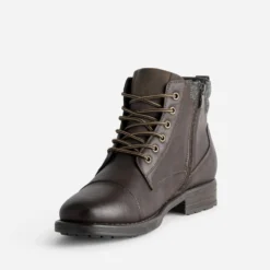 Boots marron empiècement textile