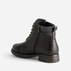 Boots marron empiècement textile