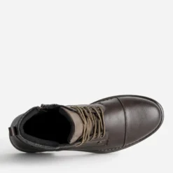 Boots marron empiècement textile