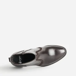 Boots marron foncé cuir découpes bi-matière