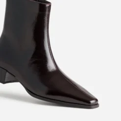 Boots marron verni cuir