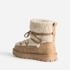 Boots montant camel fourré à plateforme