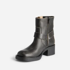 Boots motard TEXTO gris foncé en cuir