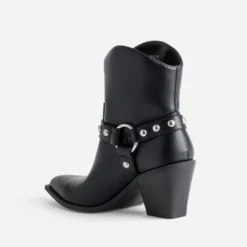Boots motard TEXTO noir brides clous