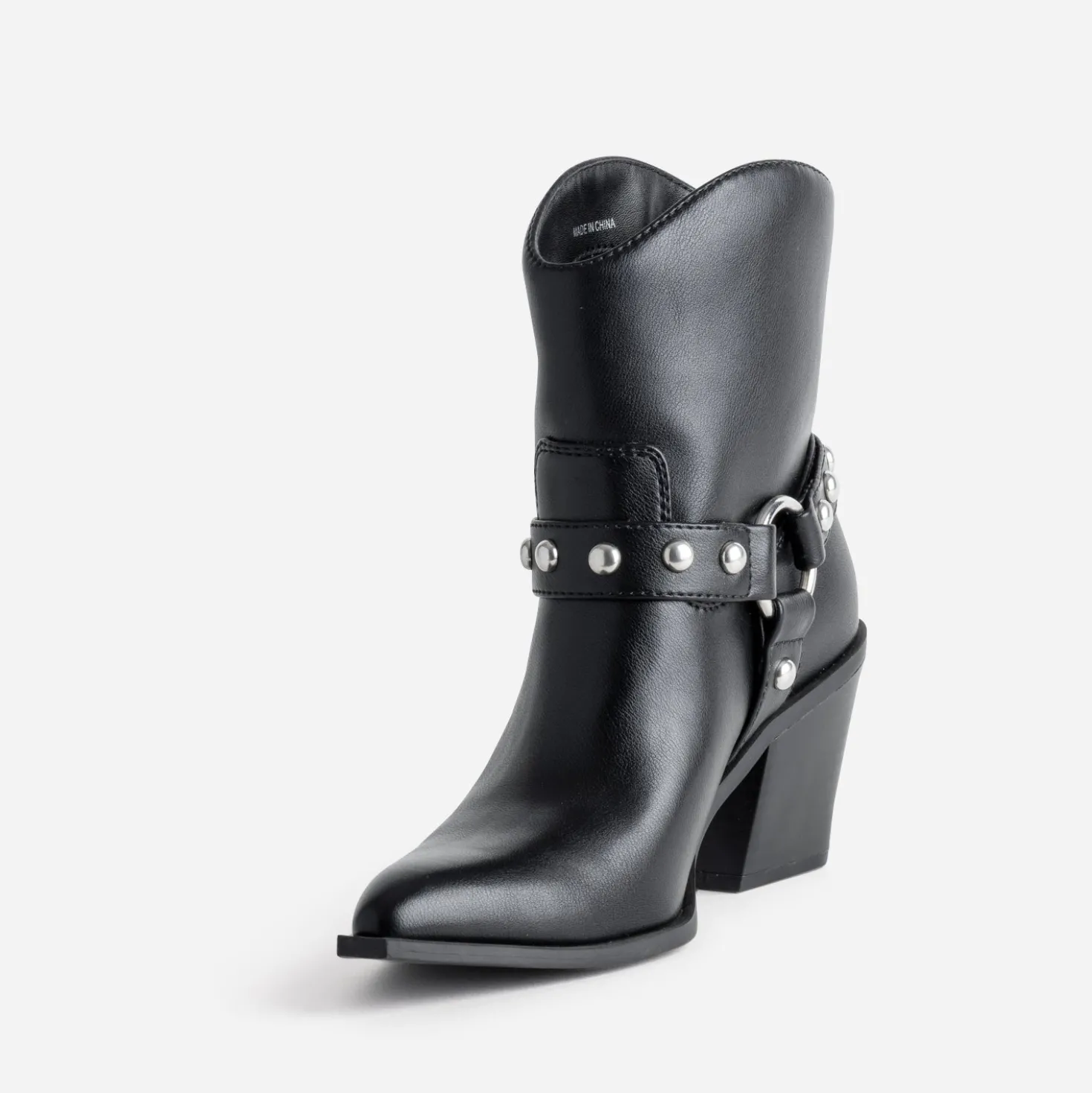 Boots motard TEXTO noir brides clous