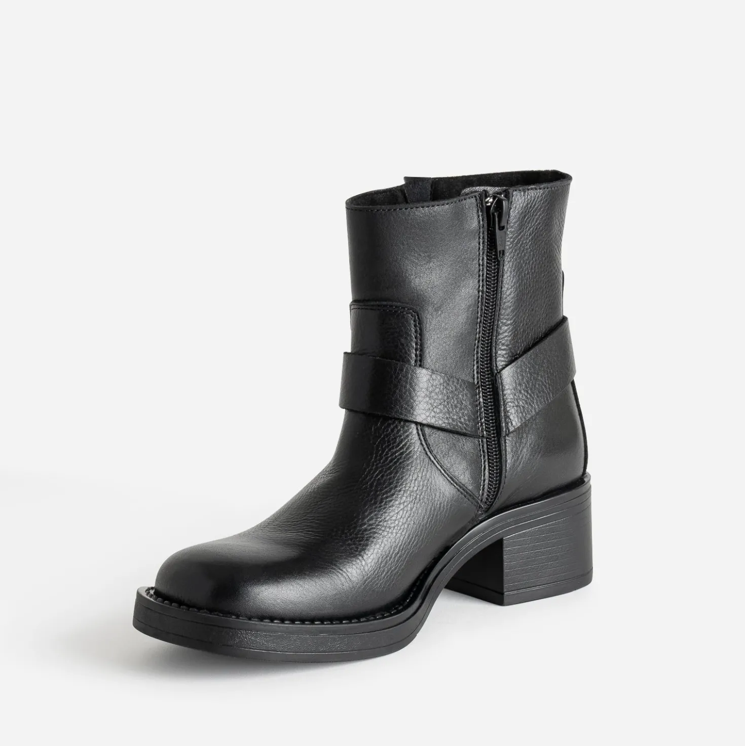 Boots motard TEXTO noir cuir