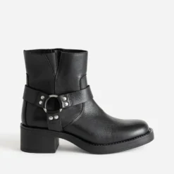 Boots motard TEXTO noir cuir