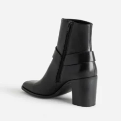 Boots motard TEXTO à talon noir en cuir