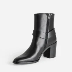 Boots motard TEXTO à talon noir en cuir
