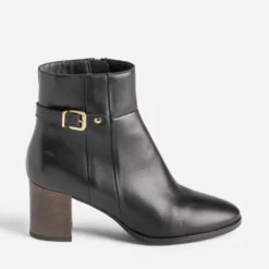 Boots noir éco-conçu en cuir avec bride
