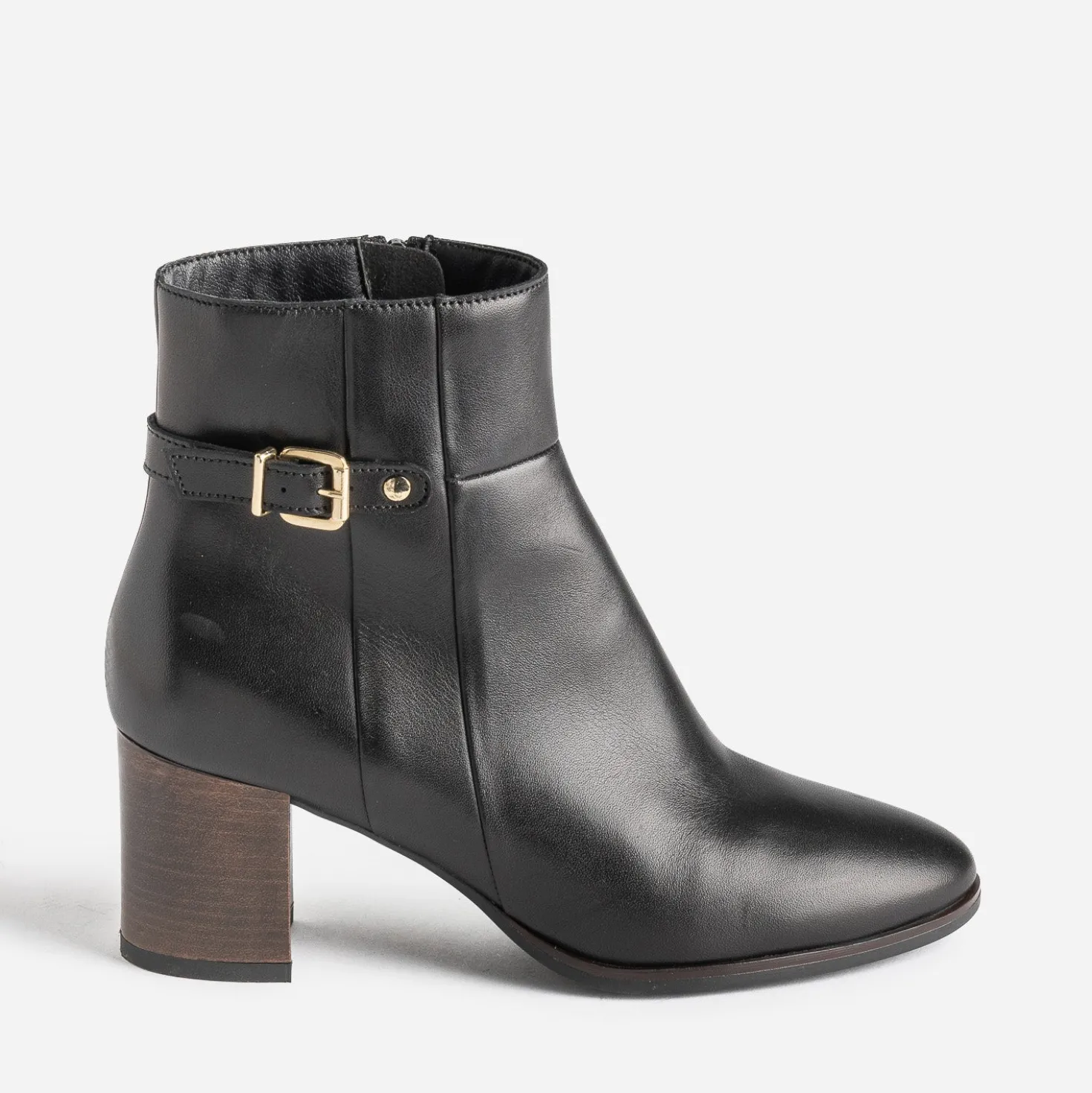 Boots noir éco-conçu en cuir avec bride