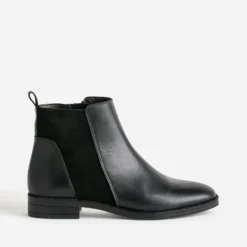 Boots noir cuir bi-matière